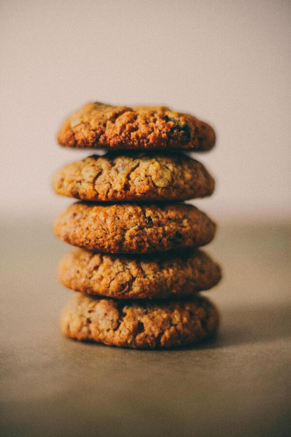 A stack of chocolate chip cookies
