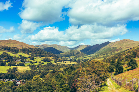 View of Troutbeck Valley in England.